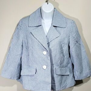 JUDITH HART- Seersucker Blue Blazer/ Jacket, Sz 8